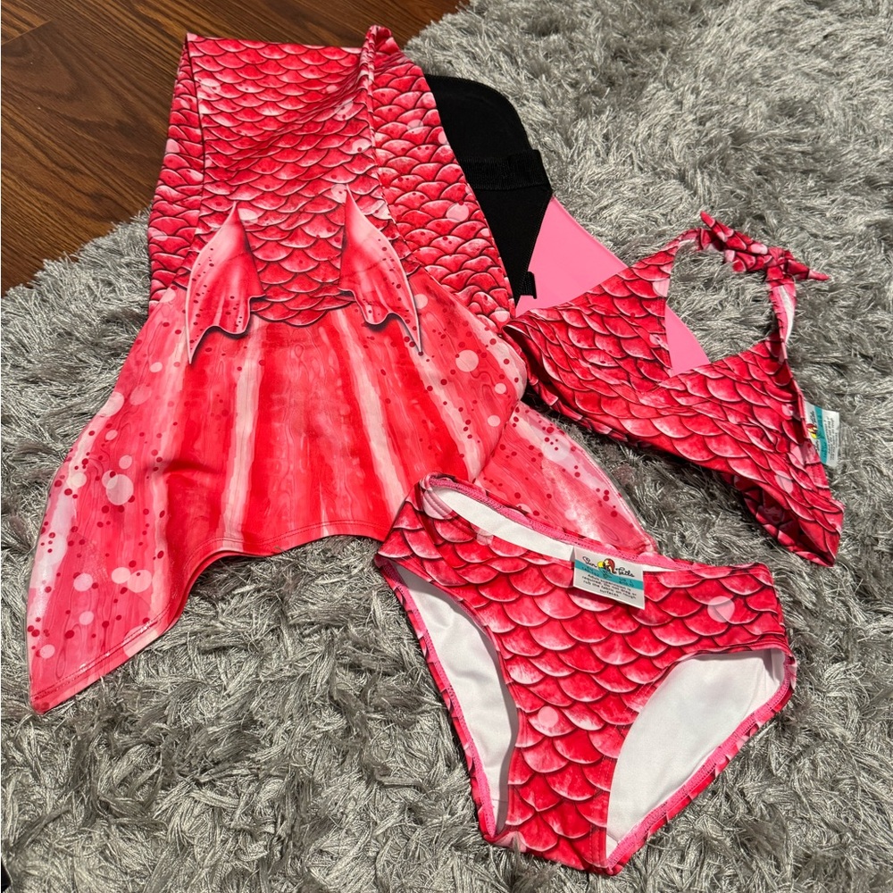Sun Tails Keiki Monofin Mermaid Tail And Bikini For Child Sized Large 8/10,10